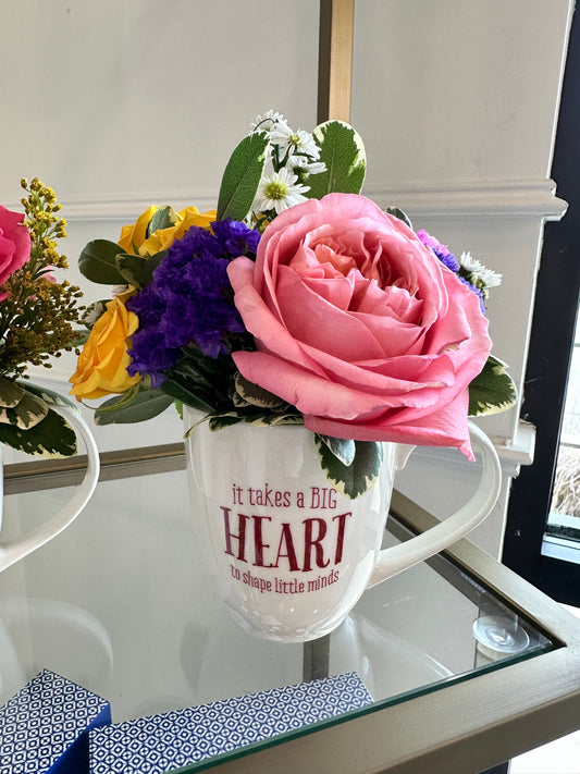 Teacher appreciation flower/coffee mug set.