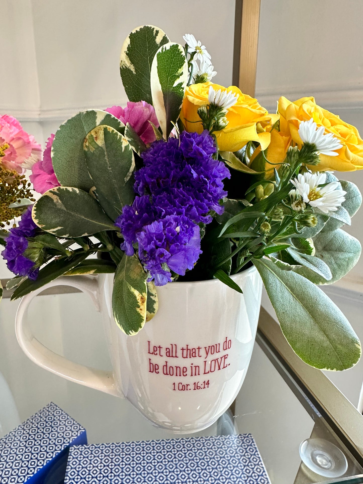 Teacher appreciation flower/coffee mug set.