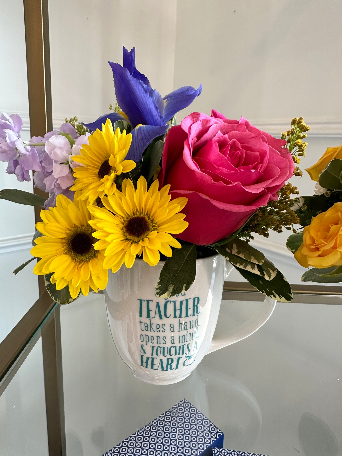 Teacher appreciation flower/coffee mug set.