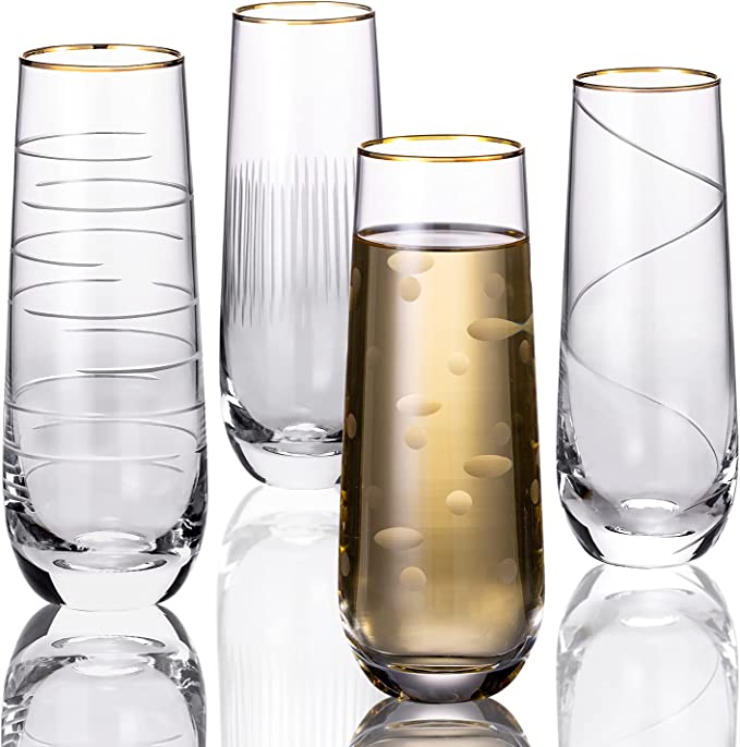 Stemless Champagne Flute Glass