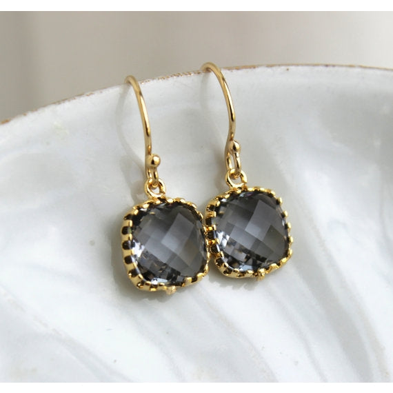 Dainty Charcoal Gray Earrings Golda