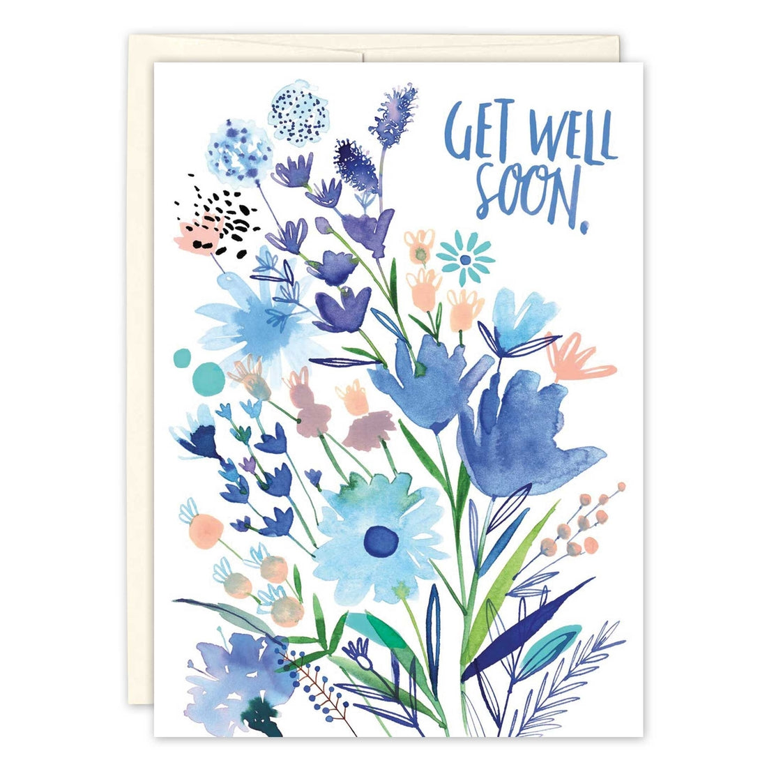 Soft Blues Bouquet Get Well Card