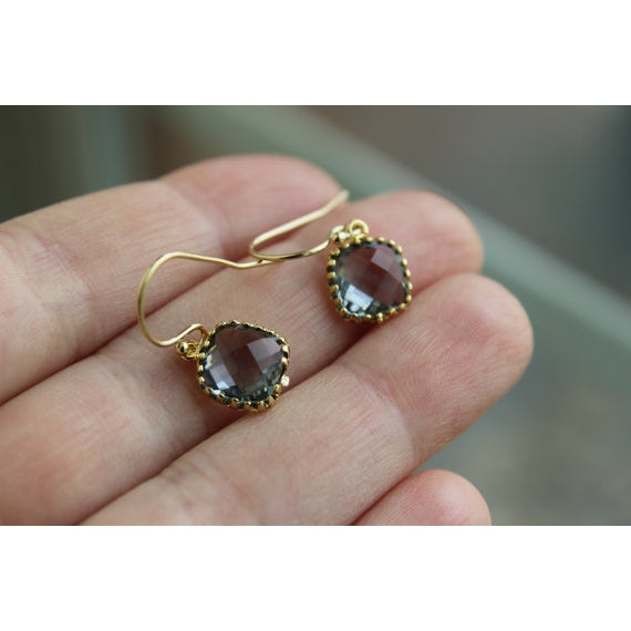 Dainty Charcoal Gray Earrings Golda