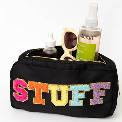 Letter Bag Travel Makeup Pouch - STUFF -black