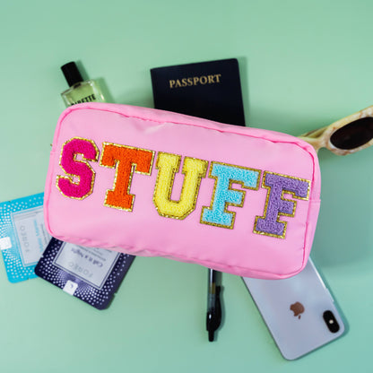Letter Bag Travel Makeup Pouch - STUFF - pink