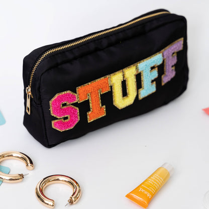 Letter Bag Travel Makeup Pouch - STUFF -black