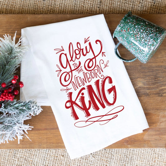 Glory to the Newborn King Tea Towel