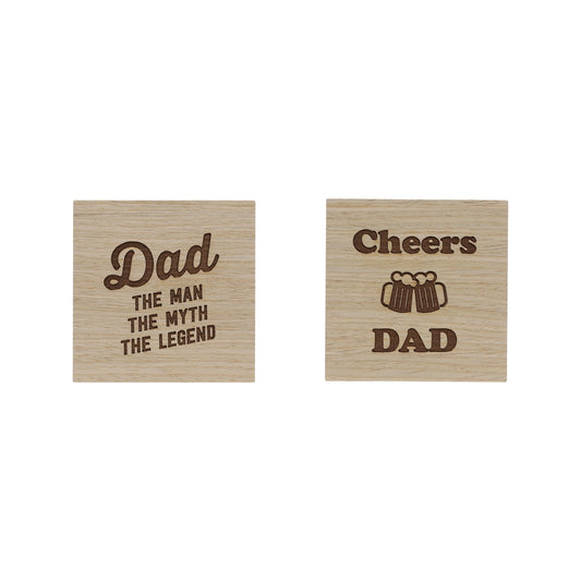 Wooden Dad Coasters, Set of 2