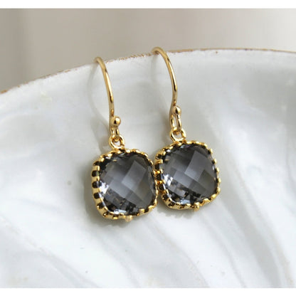 Dainty Charcoal Gray Earrings Golda
