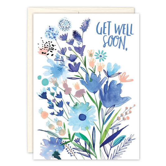 Soft Blues Bouquet Get Well Card