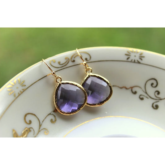 Large Tanzanite Earrings Gold Plated