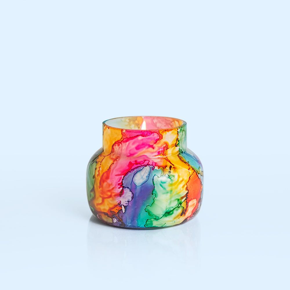 Volcano Rainbow Watercolor Jar Candle, 8 oz